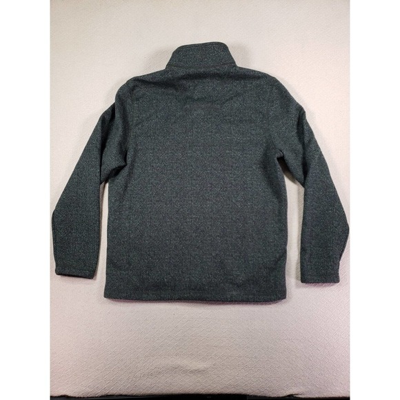 GH Bass Sweater Mens Large L 1/4 Snap Button High Neck Collar Fleece Herringbone - Picture 9 of 13